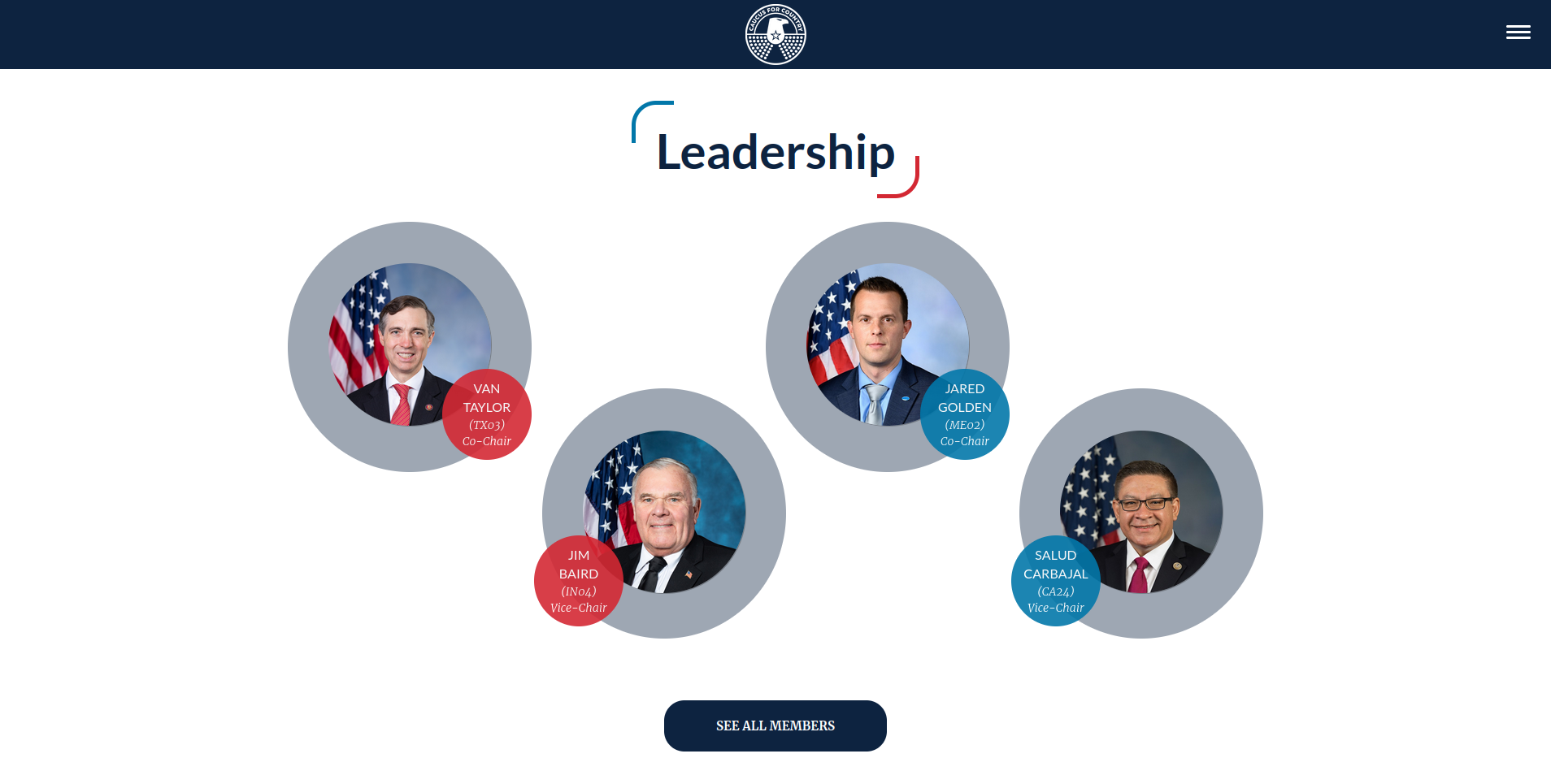 For Country Caucus page Leadership section. Shows 4 caucus chair images in circles.
